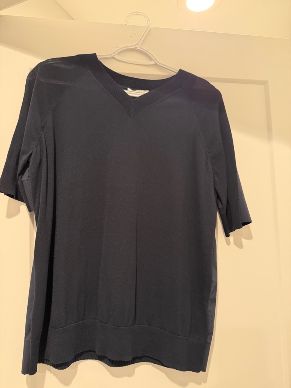 COS Navy Short-Sleeve V-Neck Top - Picture 1 of 2